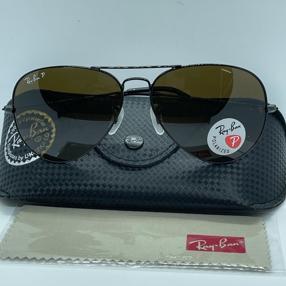New Rayban Aviator Polarized 3025 Black/Bro… - Picture 1 of 7